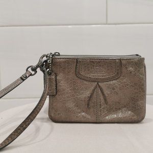 COACH Metallic Embossed Leather Wristlet